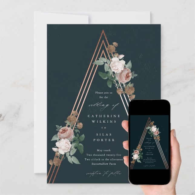 Discover Boho Floral Pyramid Wedding Invitation