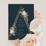 Boho Floral Pyramid Wedding Invitation<br><div class="desc">A romantic wedding invitation featuring beautiful vintage botanicals atop a rose gold structural pyramid.</div>
