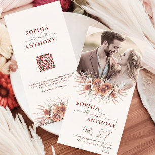 Boho Floral QR Code Photo Save The Date
