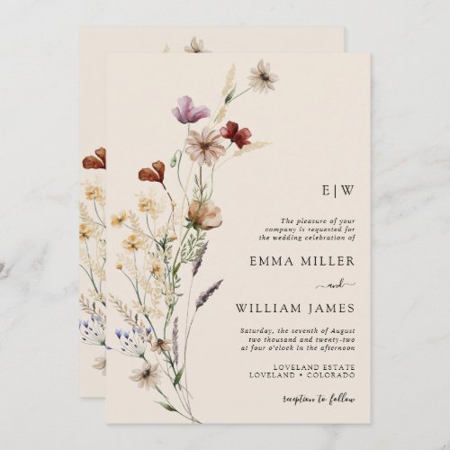 Boho Floral QR Code Wedding Invitation