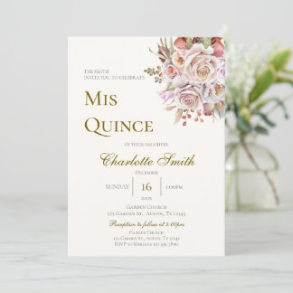 Boho Floral Quinceanera Invitation
