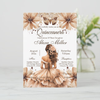 Boho Floral Quinceañera Invitation