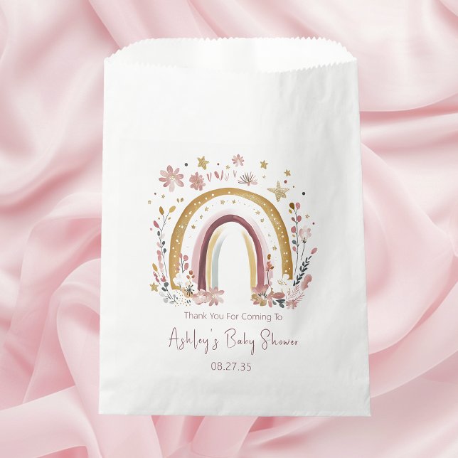 Boho Floral Rainbow Baby Shower Thank You Favor Bag (Creator Uploaded)
