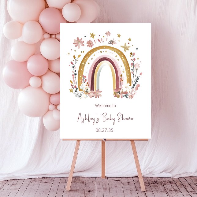 Boho Floral Rainbow Baby Shower Welcome Sign (Creator Uploaded)
