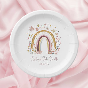 Boho Floral Rainbow Baby Sprinkle Paper Plates
