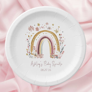 Boho Floral Rainbow Baby Sprinkle Paper Plates
