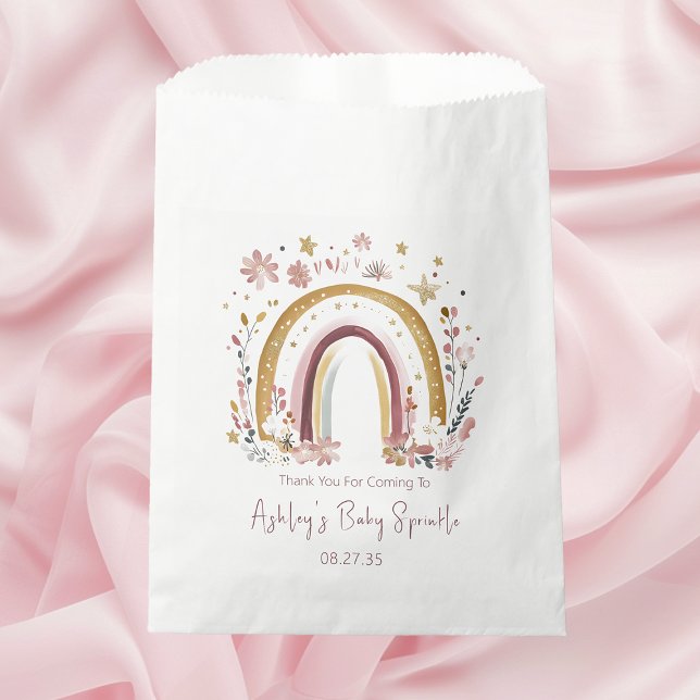 Boho Floral Rainbow Baby Sprinkle Thank You Favor Bag (Creator Uploaded)