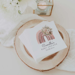 Boho Floral Rainbow Girl Baby Shower  Napkins