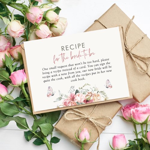Boho Floral Recipe Bridal Shower Enclosure Card