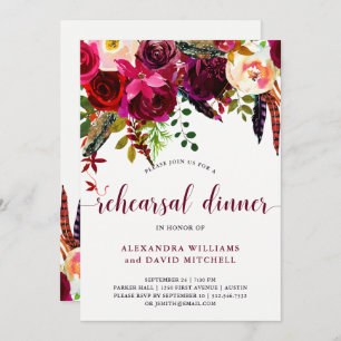 Boho Floral Rehearsal Dinner Invitation