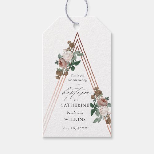 Boho Floral Religious Baptism  Christening Gift Tags