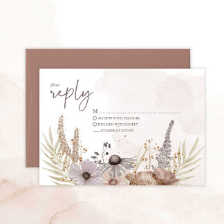 Boho Floral Reply Card