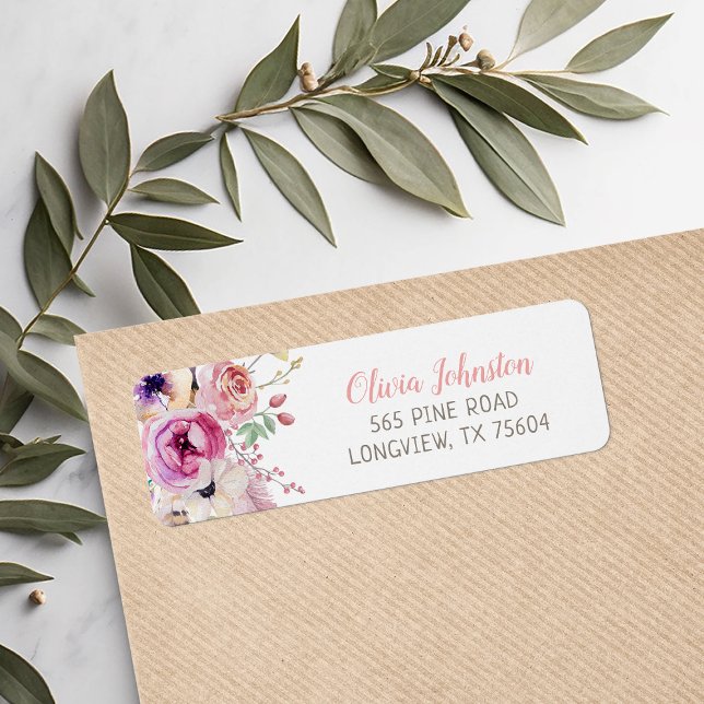 Boho Floral Return Address Label (Creator Uploaded)