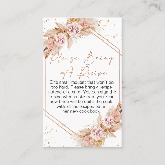 Boho Floral Rose Gold Bring A Recipe Insert (Front)