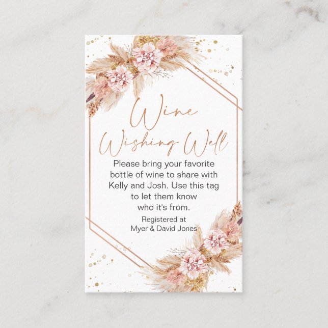 Boho Floral Rose Gold Wishing Well Insert (Front)