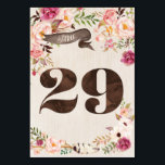 Boho Floral Rustic Wedding Table Number Card 29<br><div class="desc">Add each number that you need to your cart. These boho chic table numbers are perfect for your garden wedding!</div>