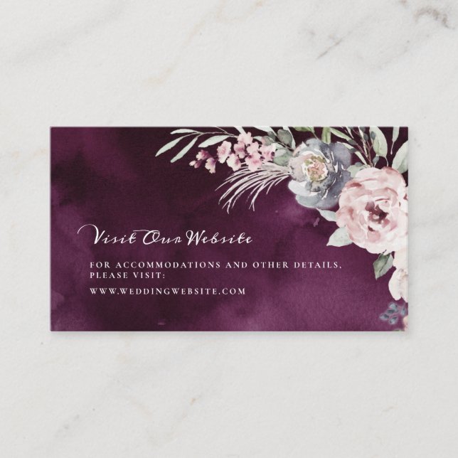 Boho floral rustic wedding website Insert card (Front)