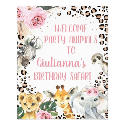 Boho Floral Safari Birthday Welcome Sign