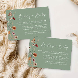 Boho Floral Sage Green Books for Baby Card 