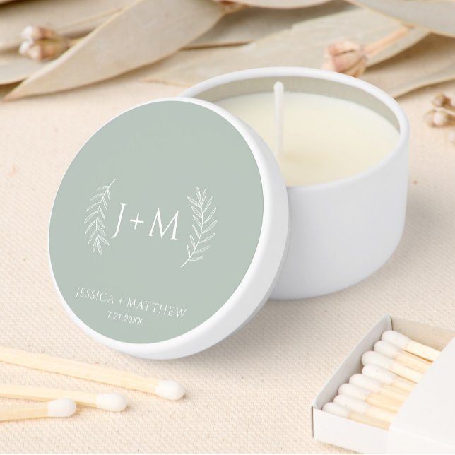 Boho Floral Sage Green Wedding  Mini Candle Favors (Creator Uploaded)