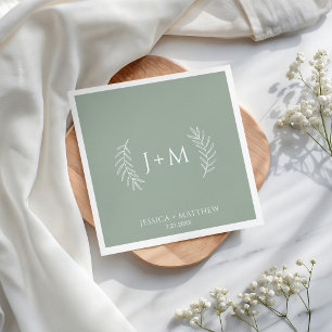 Boho Floral Sage Green Wedding Napkins