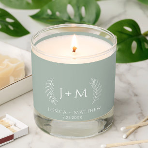 Boho Floral Sage Green Wedding  Scented Candle
