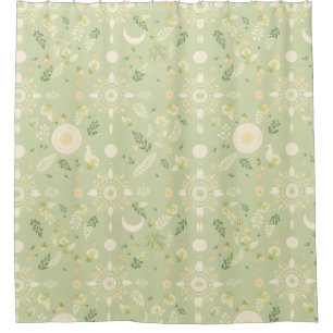 Boho Floral Sage Shower Curtain