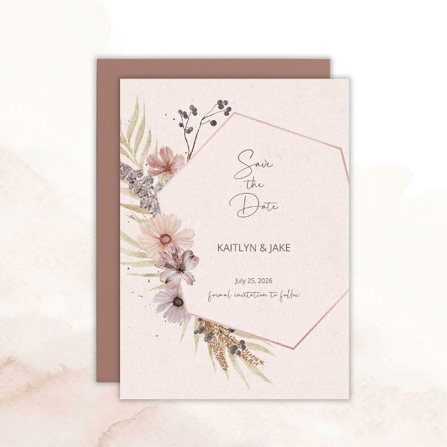 Boho Floral Save the Date Card (Boho Floral Save the Date)