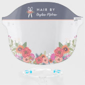 Boho Floral Scissors Hair By Name Face Shield (Front w/Glasses)