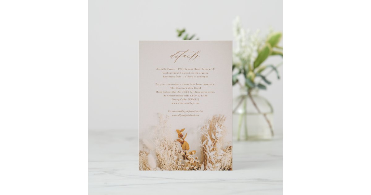 Boho Floral Script Wedding Details | Zazzle