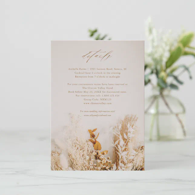 Boho Floral Script Wedding Details | Zazzle