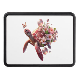 Boho Floral Sea Turtle, Pink Blossom Hitch Cover