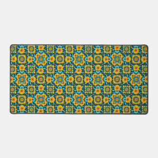 Boho Floral Seamless Pattern in Vibrant Folk Style Desk Mat