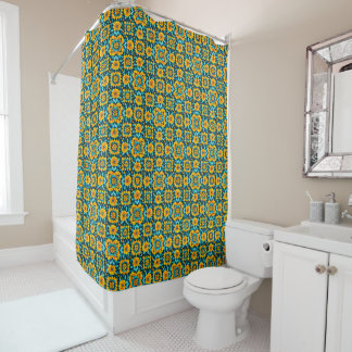 Boho Floral Seamless Pattern in Vibrant Folk Style Shower Curtain
