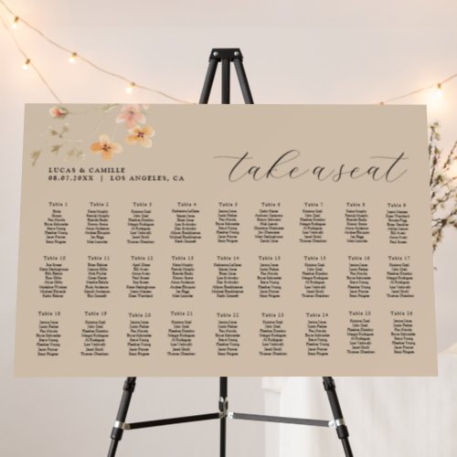 Boho Floral Seating Chart Foam Board