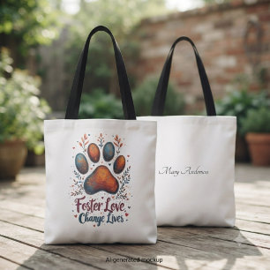 Boho Floral Shelter Dog Advocate Holiday Gift Tote Bag