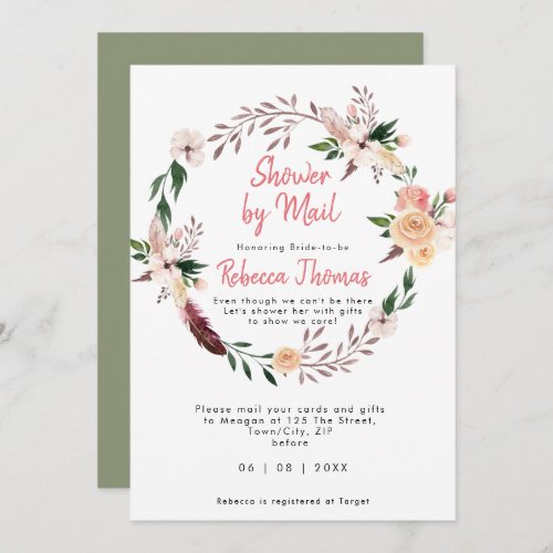boho floral shower by mail afar bridal shower invitation