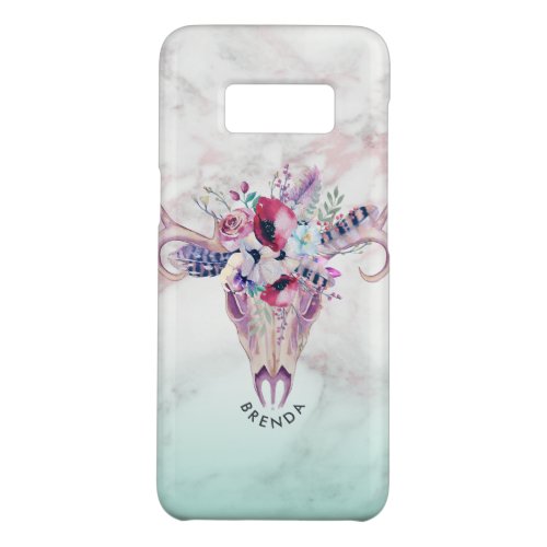 Boho floral skull  rose_gold marble ombre 2a Case_Mate samsung galaxy s8 case