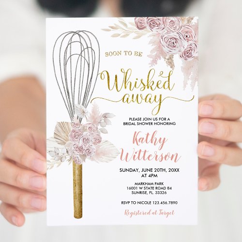 Boho Floral Soon to be Whisked Away Bridal Shower Invitation