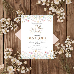 Boho floral Spanish Baby Shower Girl invitation