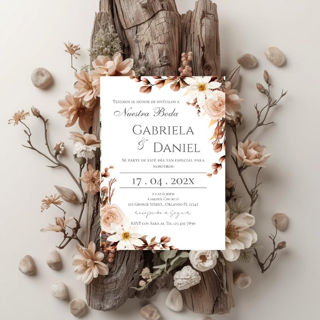 Boho Floral Spanish Wedding Invitation (Creator Uploaded)