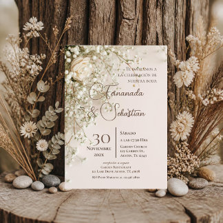 Boho Floral Spanish Wedding Invitation