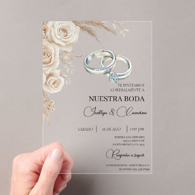 Boho Floral Spanish Wedding Invitation (Insitu (Handheld))