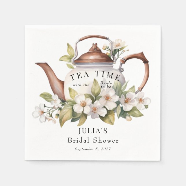 Boho Floral Spring | Garden Tea Welcome Sign Napkins (Front)