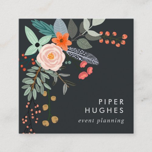 Boho Floral Square Business Card