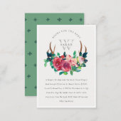 Boho Floral Stag Antlers Books for Baby Shower Enclosure Card (Front/Back)