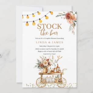 Boho Floral Stock The Bar Couple Shower Invitation