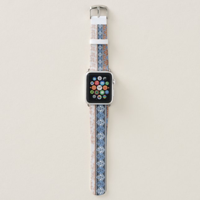 Boho Floral Stripes: Ethnic Seamless Collection Apple Watch Band (Front)
