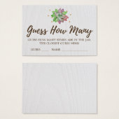 Boho Floral Succulent Guess How Many Kisses Cards (Front & Back)