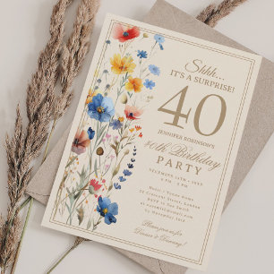 Boho Floral Surprise 40th Birthday Party For Her Invitation